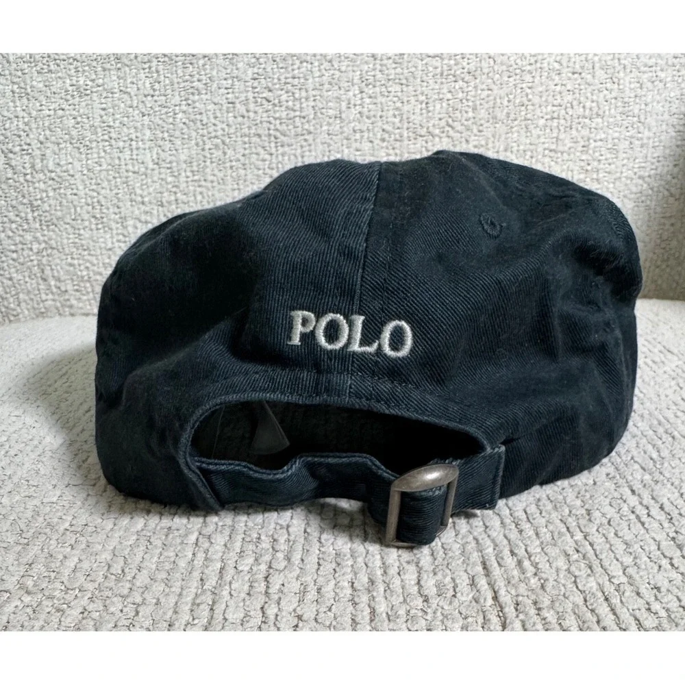 Polo Ralph Lauren Navy‎ Hat Sz 4-7 Kids Youth Strap Back Silver Big Pony Y2K